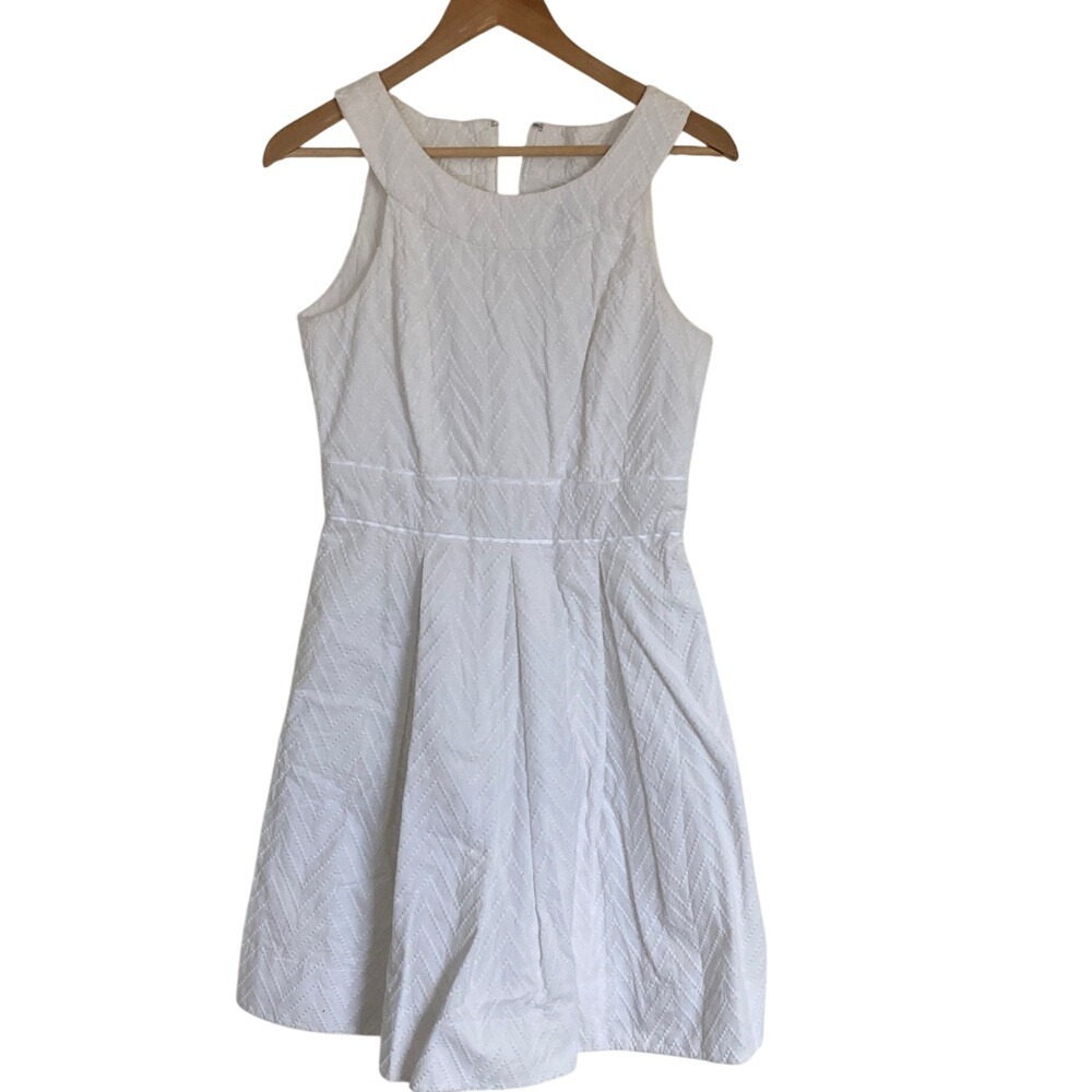 WHBM Womens White Sleeveless Fit Flare Short Dress Size 6 Classic‎ Bridal Summer